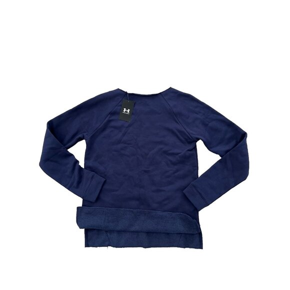 Under Armour 1305784 Hustle Fleece Crew Sweatshirt Navy ( S ) - Picture 3 of 3